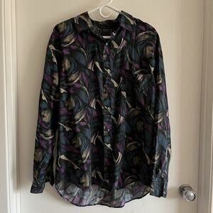 Novin Original Label Silk Seda Mens Button Shirt Sz M Baroque Greek Design